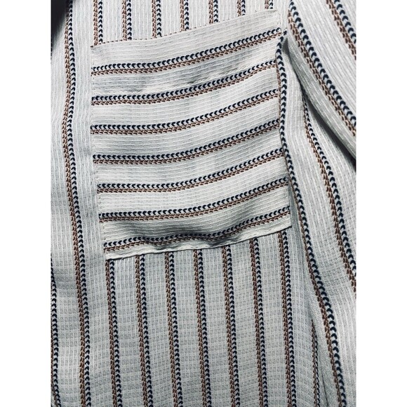 Sadie and Sage Top Striped Ivory Boho Flowy Button Crop V Neck Sheer Collar Sm - Picture 5 of 10